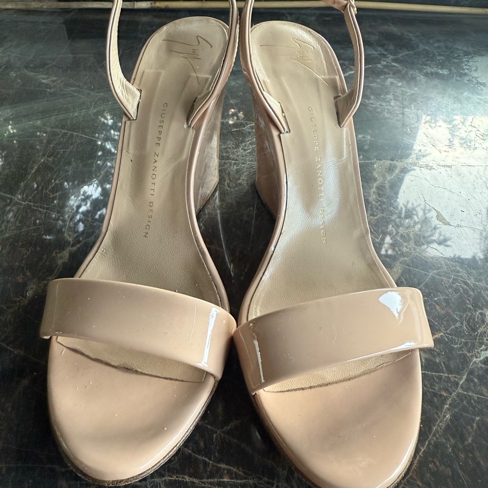 Giuseppe Zanotti Beige Patent Wedges